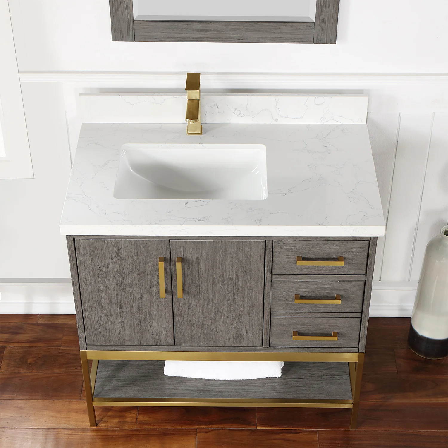 Altair Design Wildy 36" Single Bathroom Vanity Set in Classical Grey with Grain White Composite Stone Countertop - Image 7