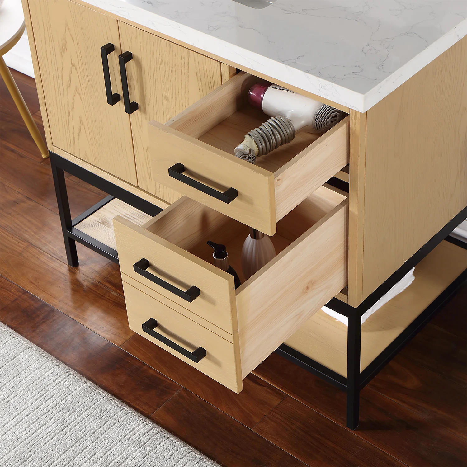 Altair Design Wildy 36" Single Bathroom Vanity Set in Washed Oak with Grain White Composite Stone Countertop - Image 14