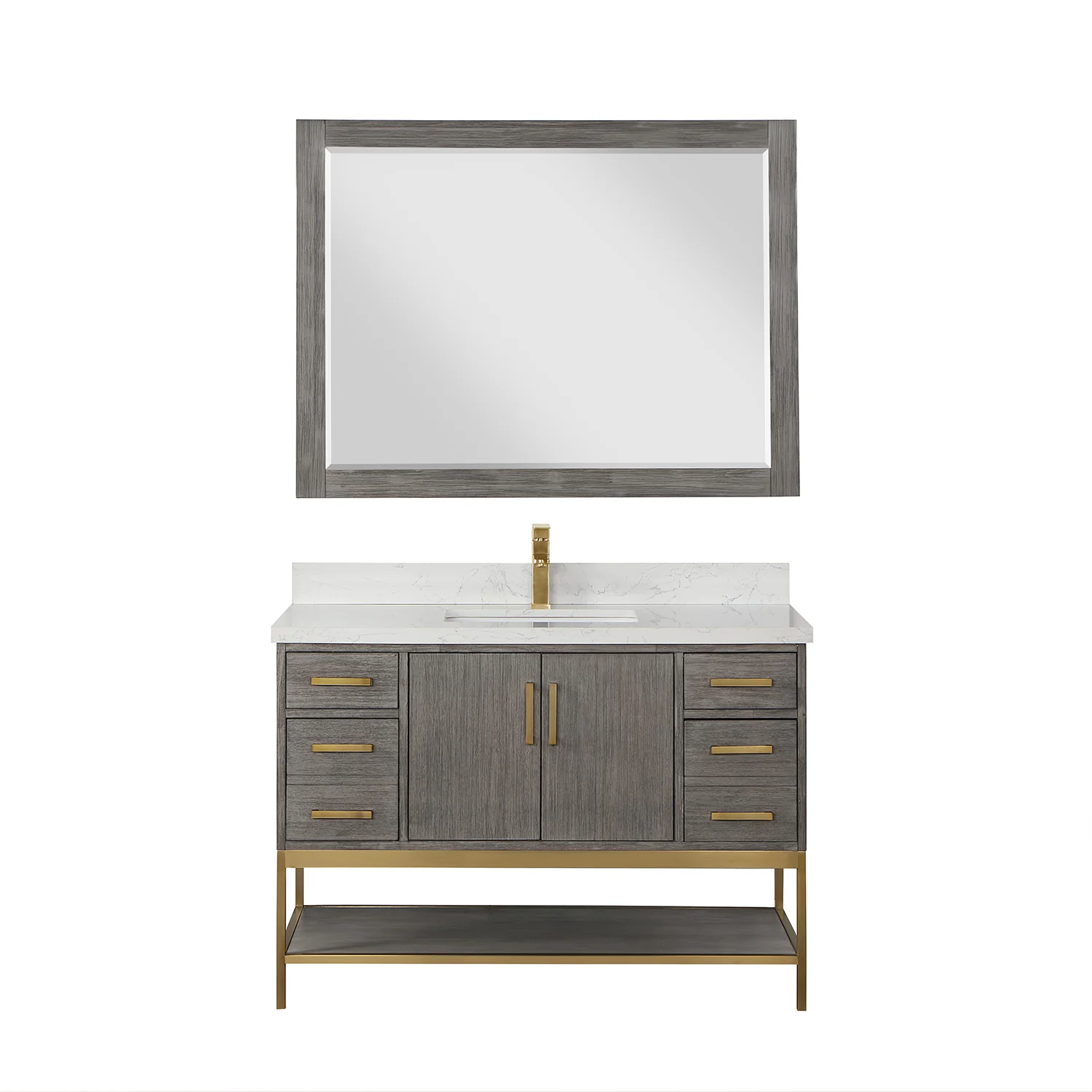 Altair Design Wildy 48" Single Bathroom Vanity Set in Classical Grey with Grain White Composite Stone Countertop - Image 2