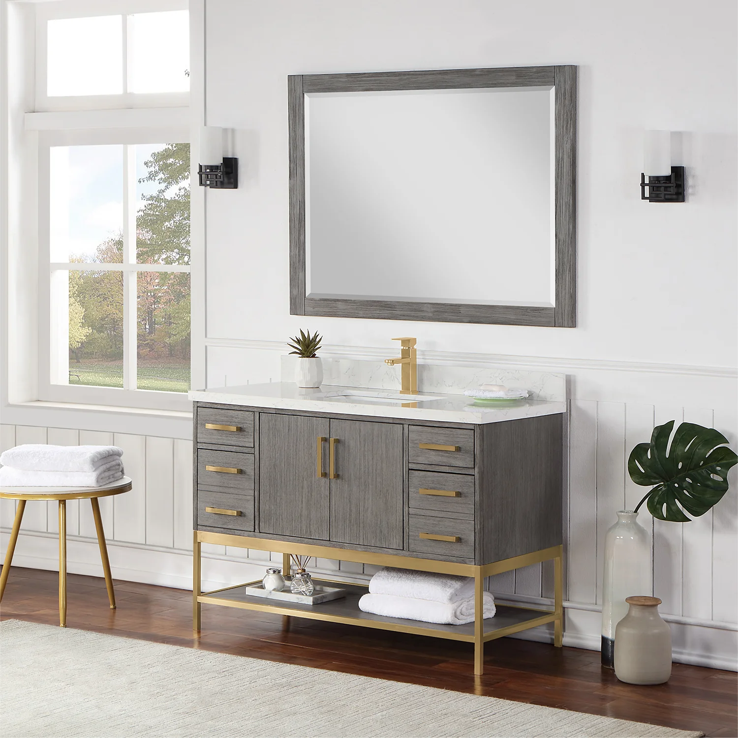 Altair Design Wildy 48" Single Bathroom Vanity Set in Classical Grey with Grain White Composite Stone Countertop - Image 3