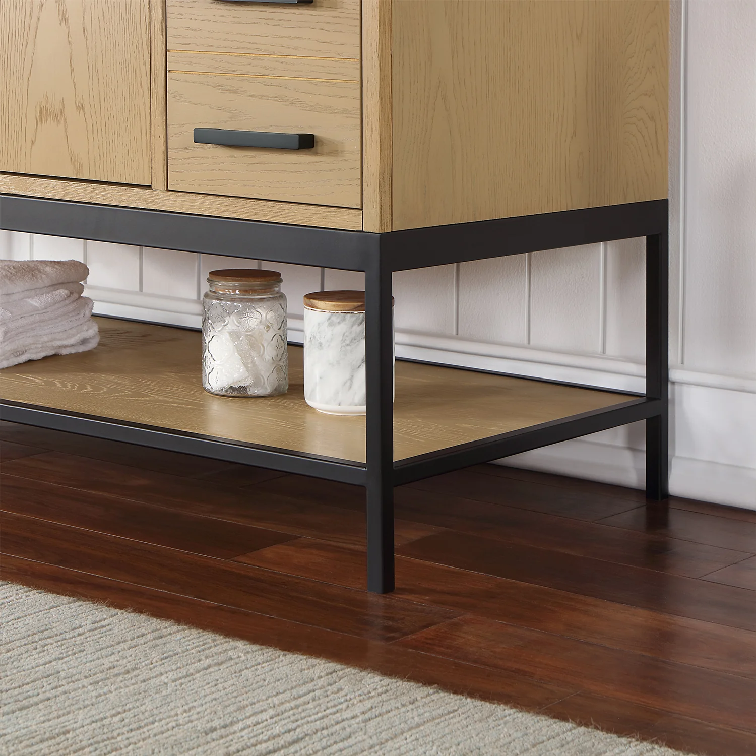 Altair Design Wildy 48" Single Bathroom Vanity Set in Washed Oak with Grain White Composite Stone Countertop - Image 12