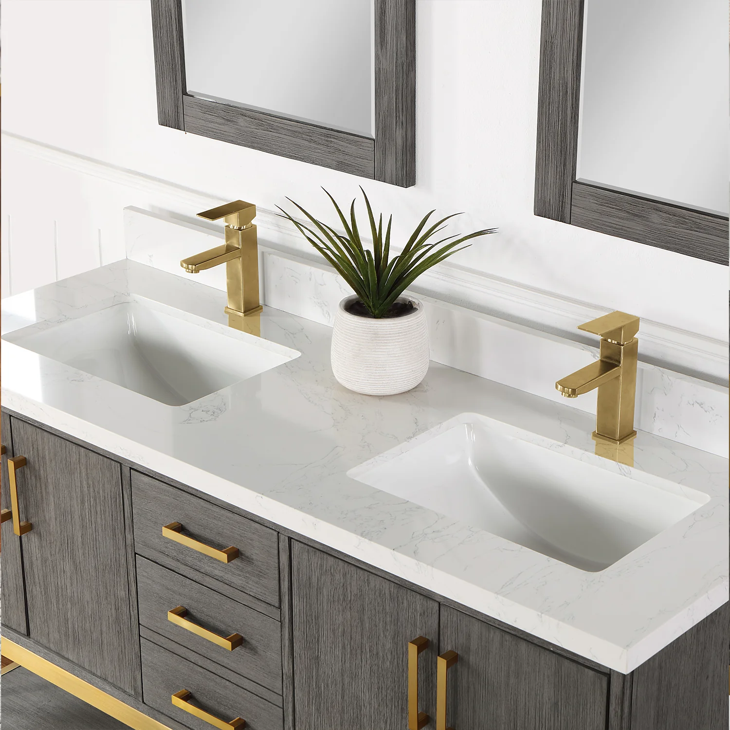 Altair Design Wildy 60" Double Bathroom Vanity Set in Classical Grey with Grain White Composite Stone Countertop - Image 8