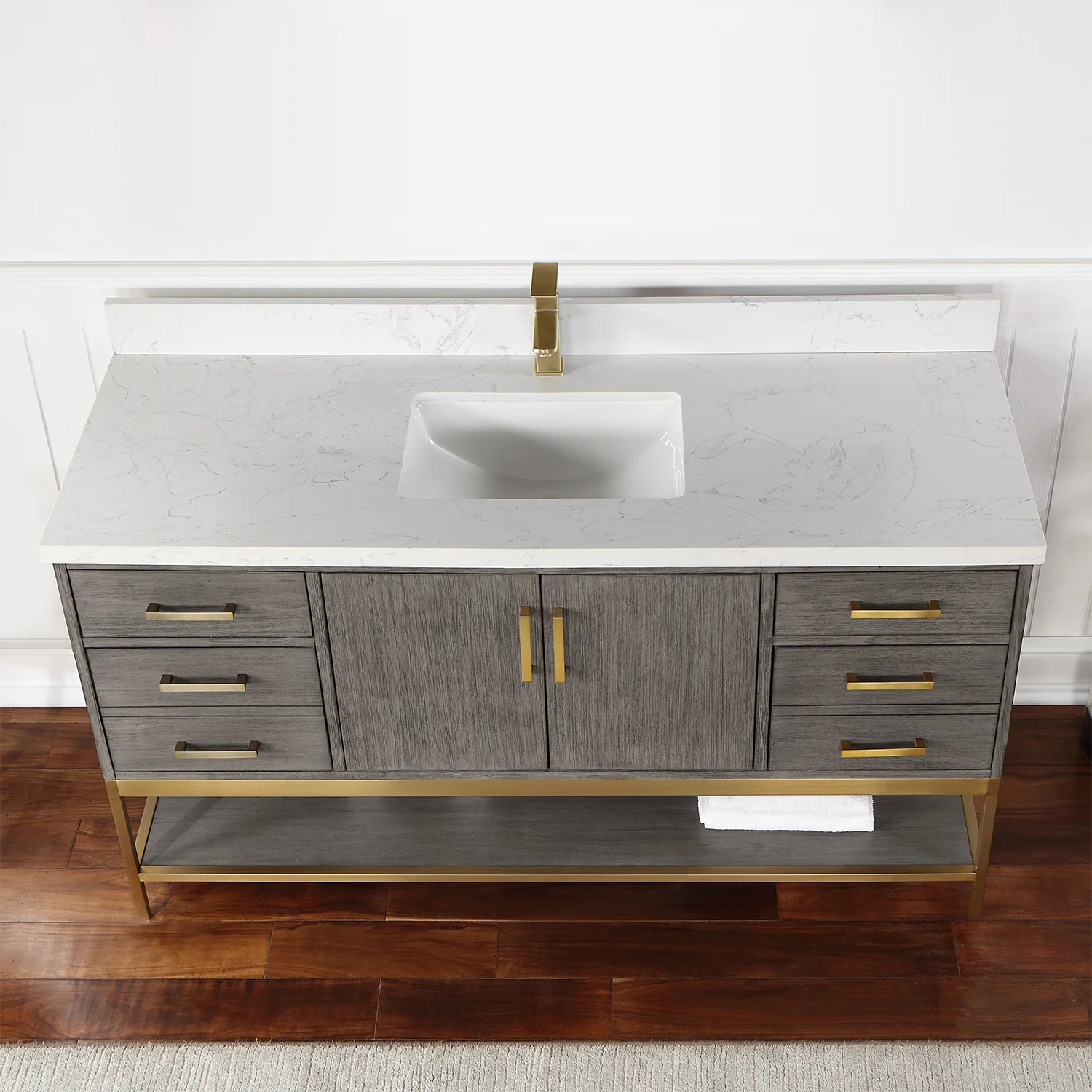 Altair Design Wildy 60" Single Bathroom Vanity Set in Classical Grey with Grain White Composite Stone Countertop - Image 15