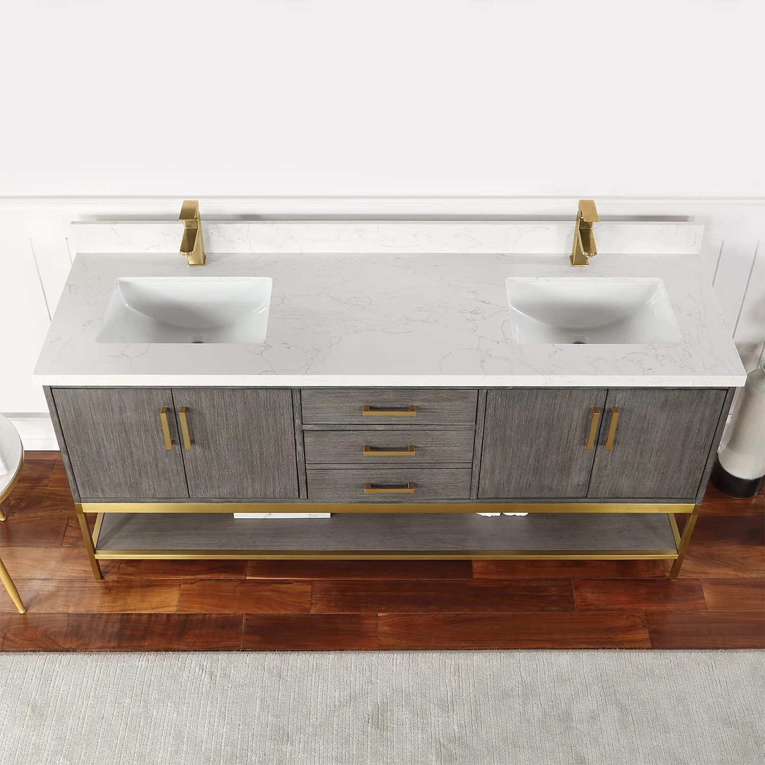 Altair Design Wildy 72" Double Bathroom Vanity Set in Classical Grey with Grain White Composite Stone Countertop - Image 15