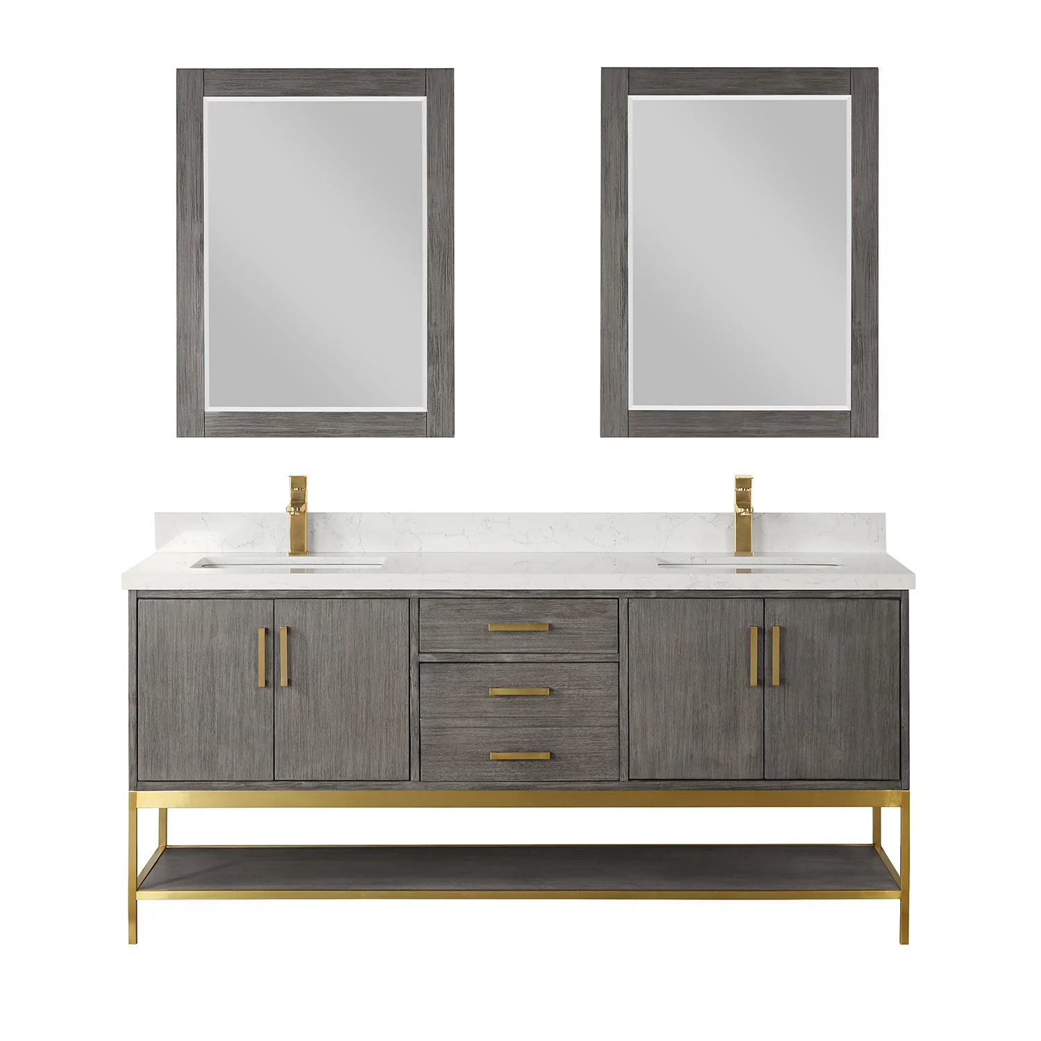 Altair Design Wildy 72" Double Bathroom Vanity Set in Classical Grey with Grain White Composite Stone Countertop - Image 2
