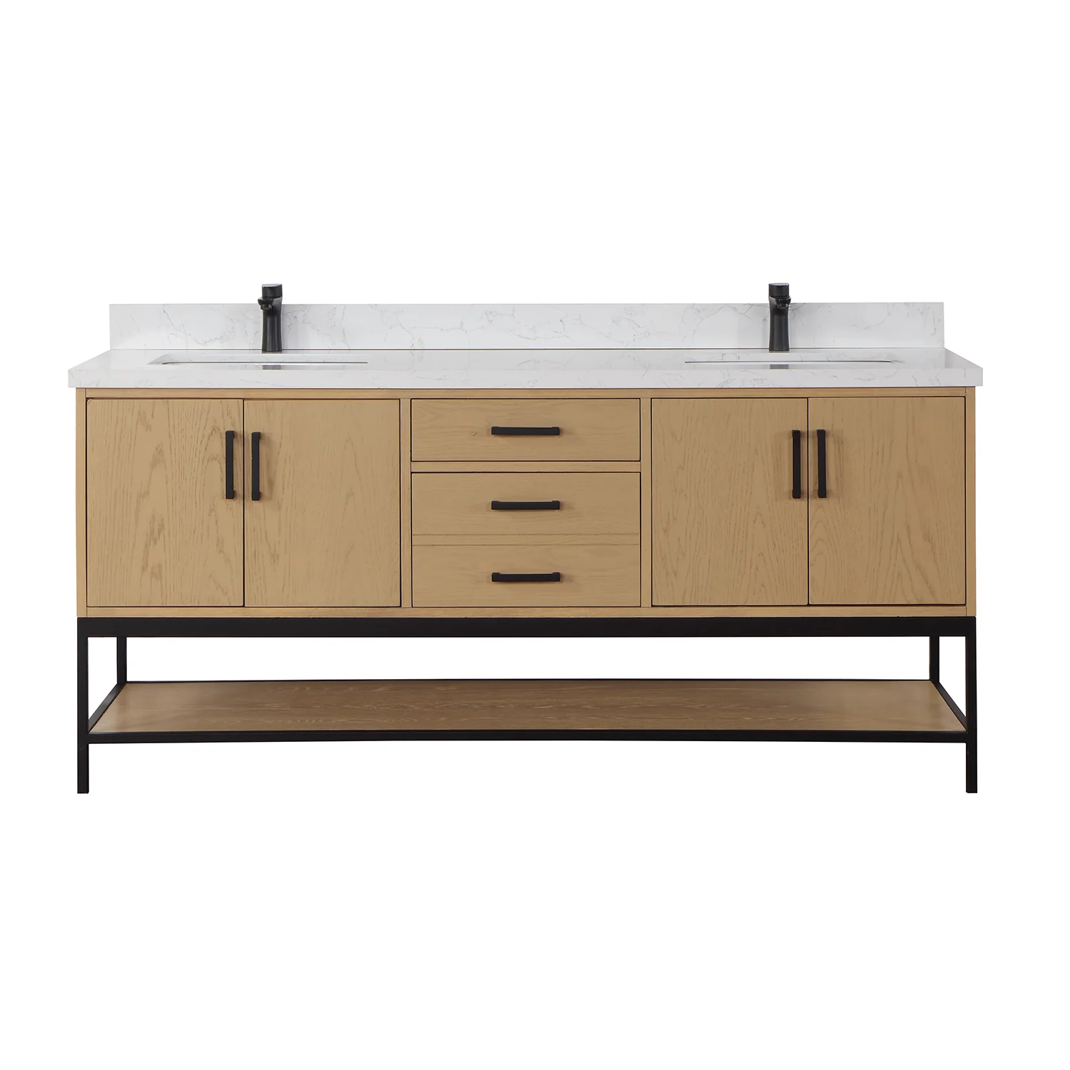 Altair Design Wildy 72" Double Bathroom Vanity Set in Washed Oak with Grain White Composite Stone Countertop - Image 10