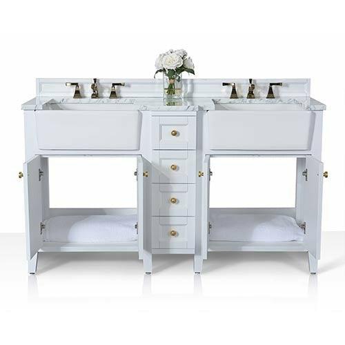 Ancerre Designs Adeline Double Vanity Set Italian Carrara White Marble Vanity Top - Image 18