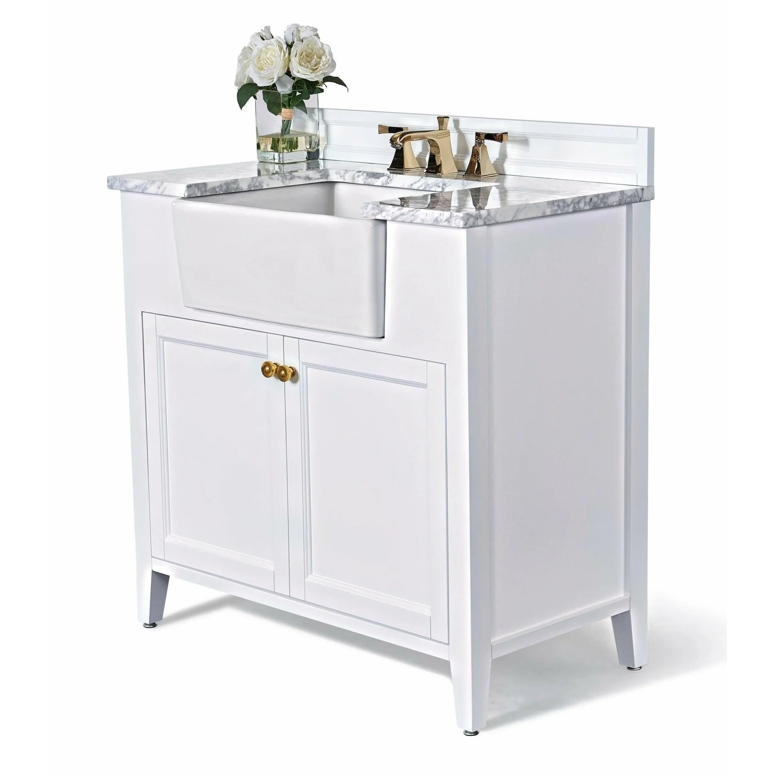 Ancerre Designs Adeline Single Vanity Set Italian Carrara White Marble Vanity Top - Image 14