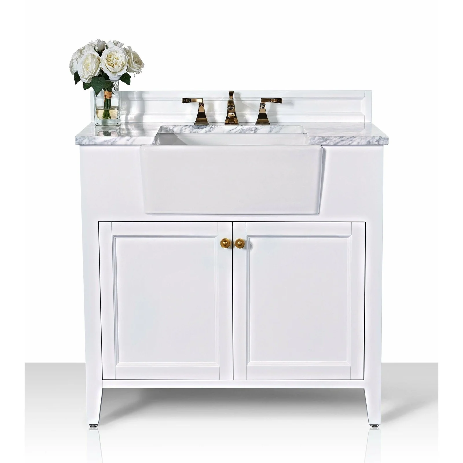 Ancerre Designs Adeline Single Vanity Set Italian Carrara White Marble Vanity Top - Image 16