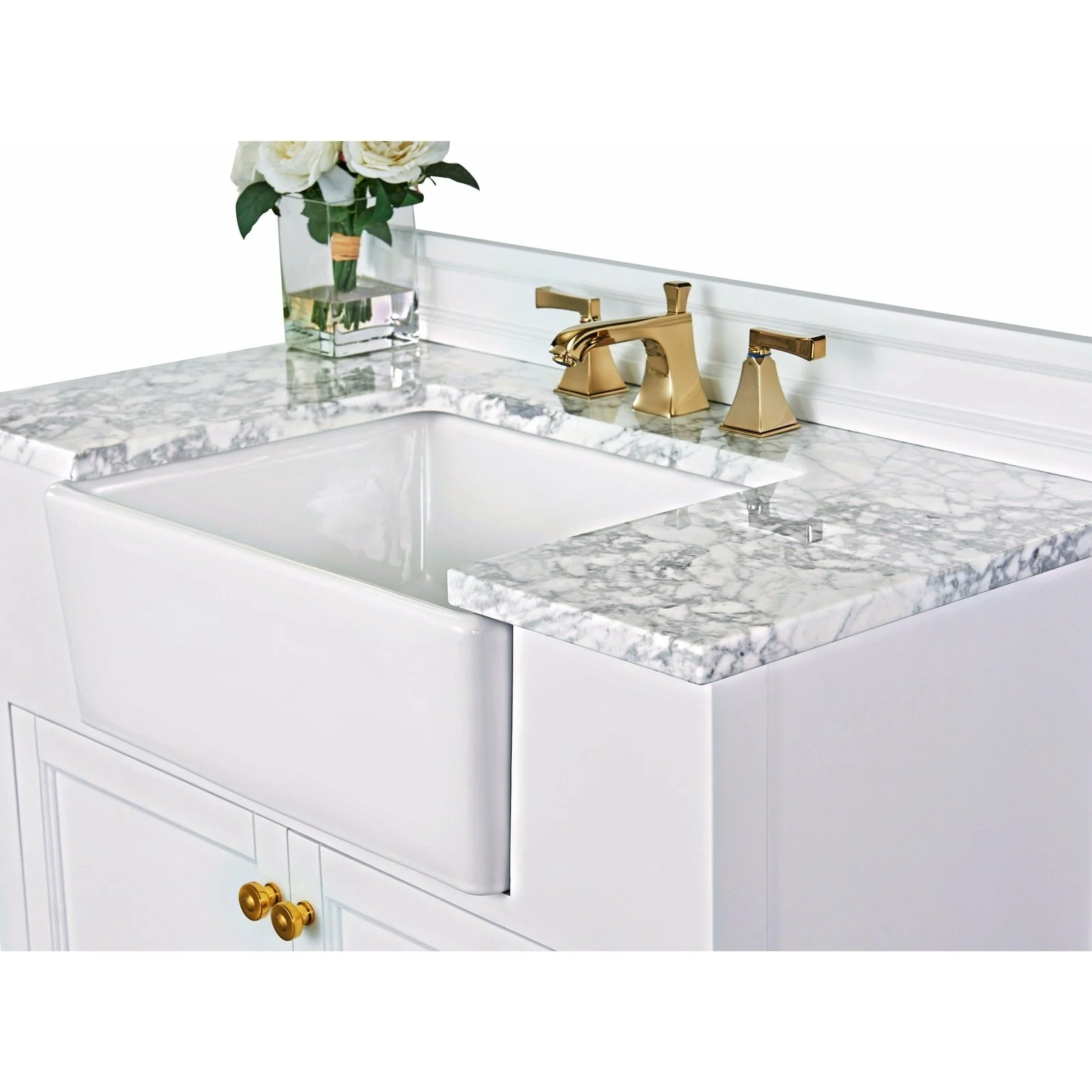 Ancerre Designs Adeline Single Vanity Set Italian Carrara White Marble Vanity Top - Image 18