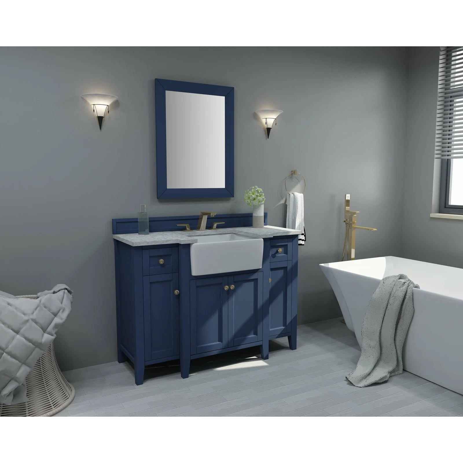 Ancerre Designs Adeline Single Vanity Set Italian Carrara White Marble Vanity Top - Image 19