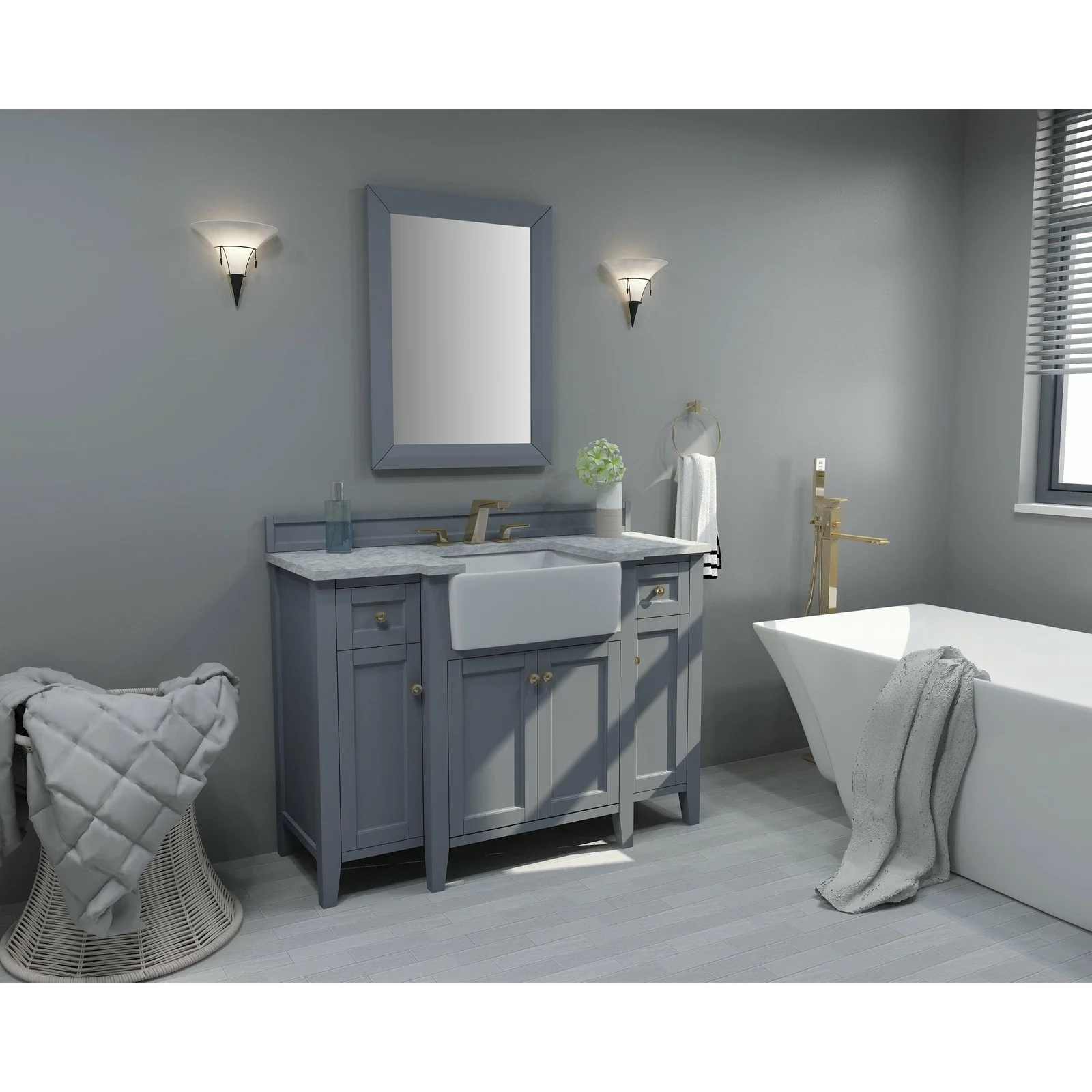 Ancerre Designs Adeline Single Vanity Set Italian Carrara White Marble Vanity Top - Image 25