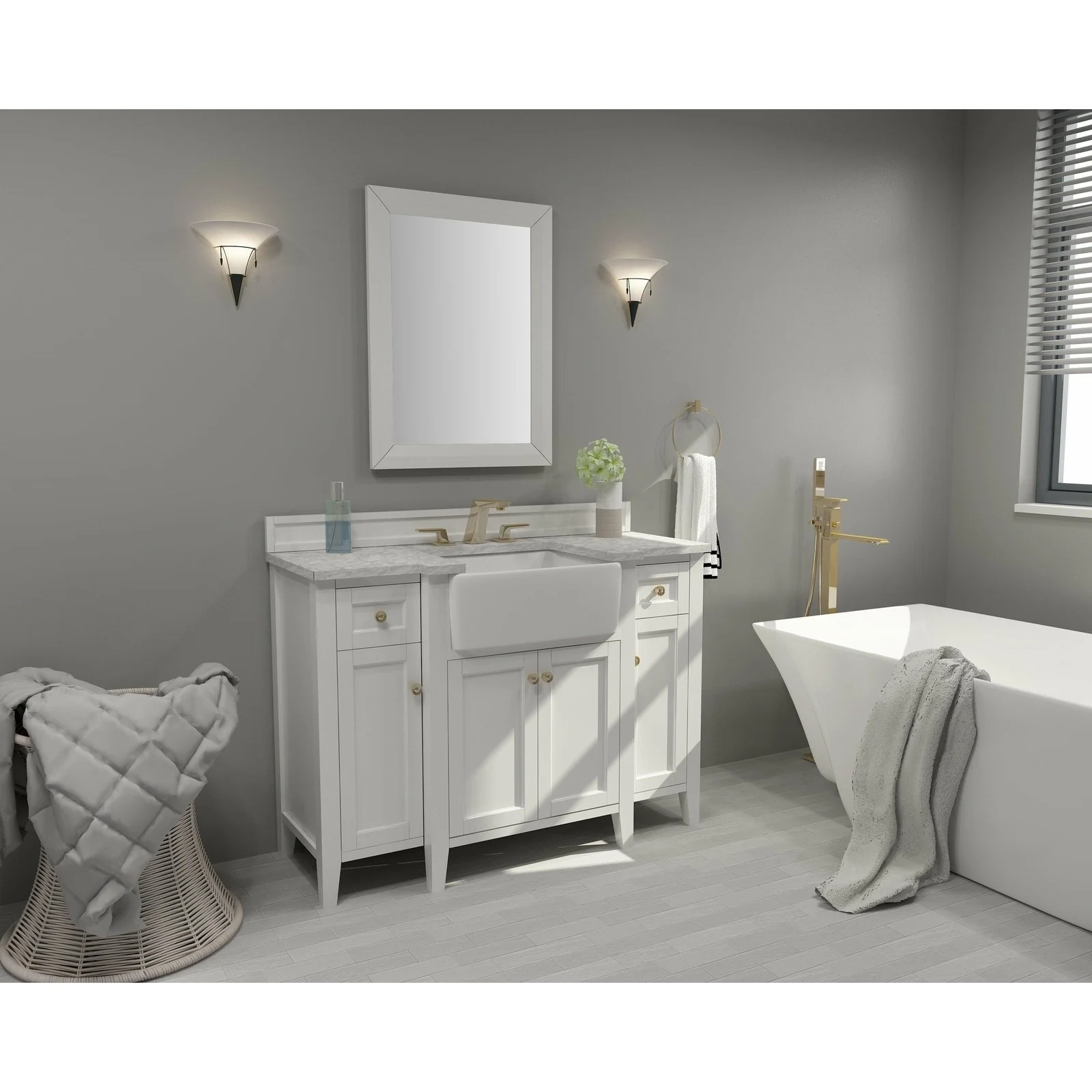 Ancerre Designs Adeline Single Vanity Set Italian Carrara White Marble Vanity Top - Image 31