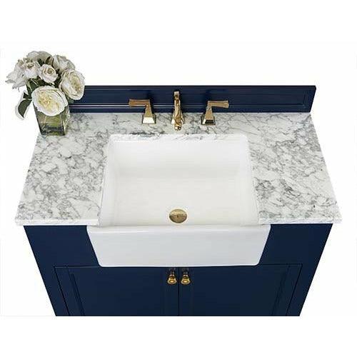 Ancerre Designs Adeline Single Vanity Set Italian Carrara White Marble Vanity Top - Image 6