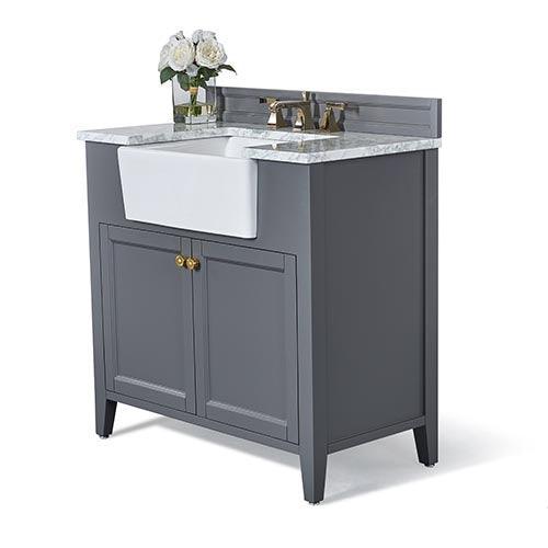 Ancerre Designs Adeline Single Vanity Set Italian Carrara White Marble Vanity Top - Image 8