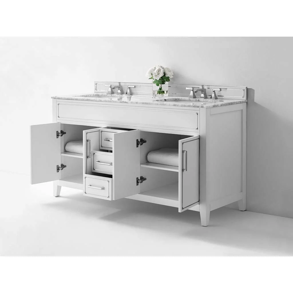 Ancerre Designs Aspen Double Bath Vanity Set Italian Carrara White Marble Vanity Top - Image 8