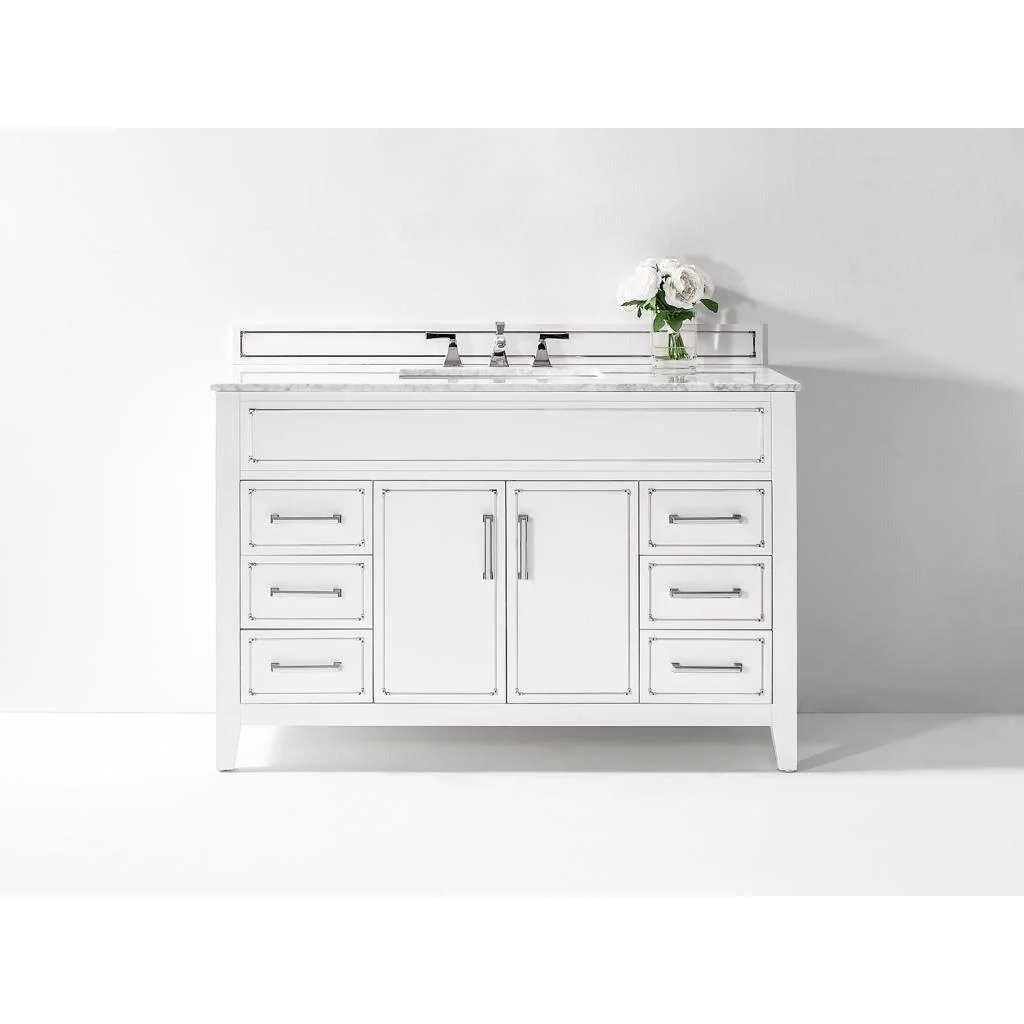 Ancerre Designs Aspen Single Bath Vanity Set Italian Carrara White Marble Vanity Top - Image 16