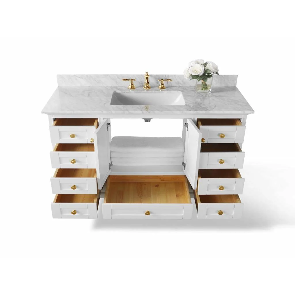 Ancerre Designs Audrey 48" Single Bath Vanity Set Italian Carrara White Marble Vanity Top - Image 11