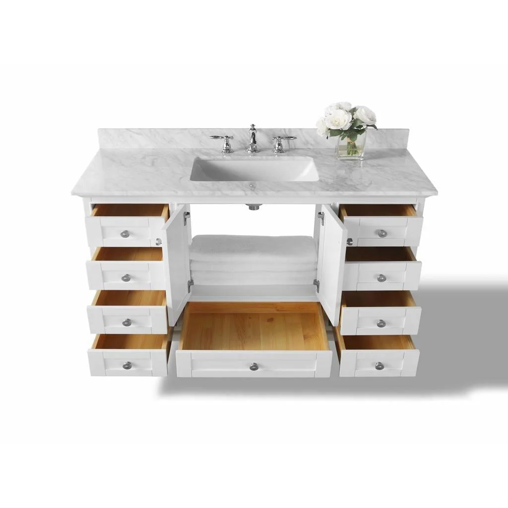Ancerre Designs Audrey 48" Single Bath Vanity Set Italian Carrara White Marble Vanity Top - Image 3