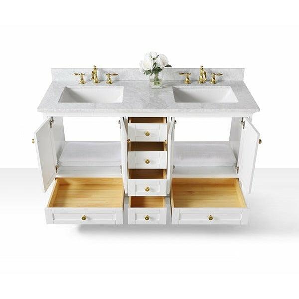 Ancerre Designs Audrey Double Bath Vanity Set Italian Carrara White Marble Vanity Top - Image 19