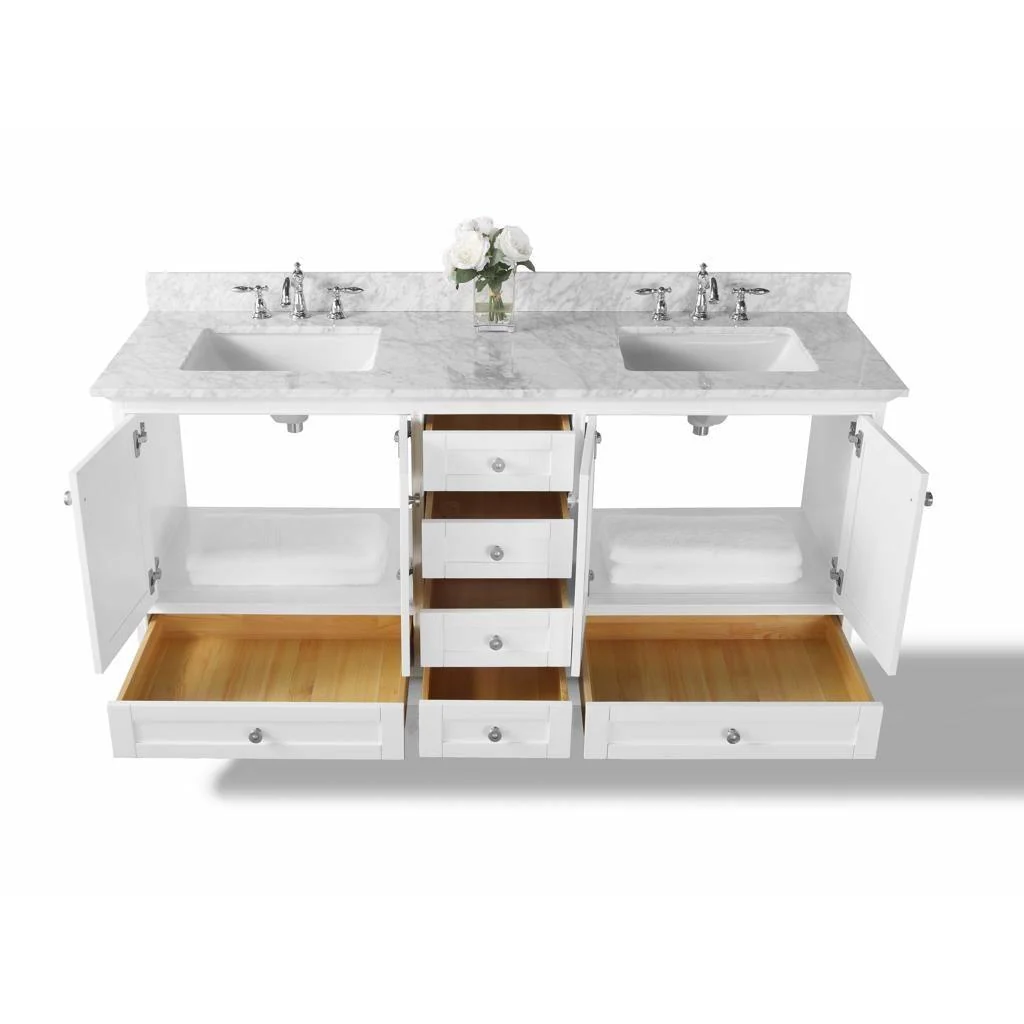 Ancerre Designs Audrey Double Bath Vanity Set Italian Carrara White Marble Vanity Top - Image 23