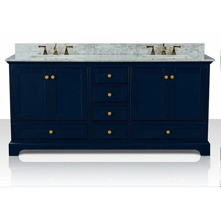 Ancerre Designs Audrey Double Bath Vanity Set Italian Carrara White Marble Vanity Top - Image 34