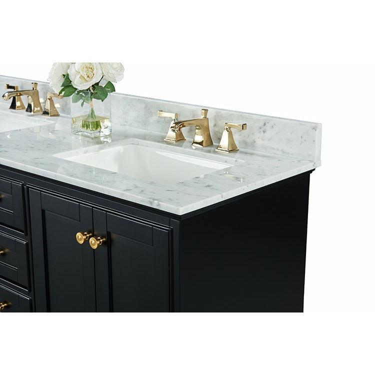 Ancerre Designs Audrey Double Bath Vanity Set Italian Carrara White Marble Vanity Top - Image 55