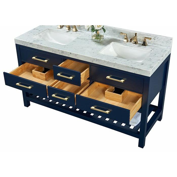 Ancerre Designs Elizabeth Double Bath Vanity Set Italian Carrara White Marble Vanity Top - Image 16