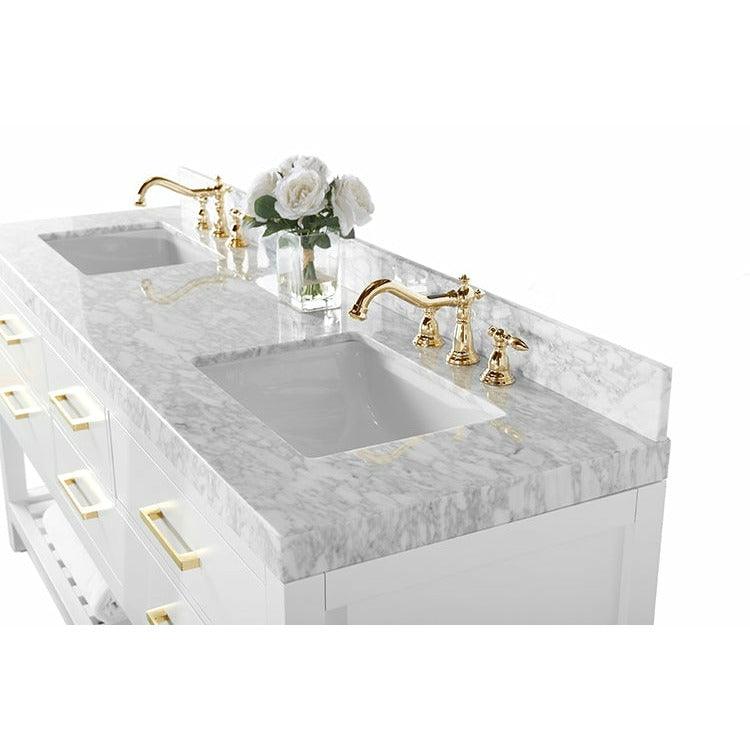 Ancerre Designs Elizabeth Double Bath Vanity Set Italian Carrara White Marble Vanity Top - Image 55