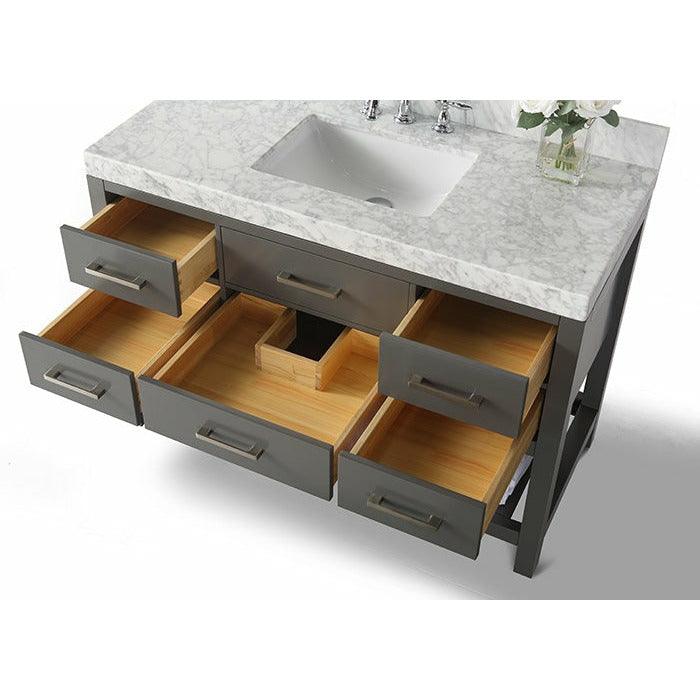Ancerre Designs Elizabeth Single Bath Vanity Set Italian Carrara White Marble Vanity Top - Image 29