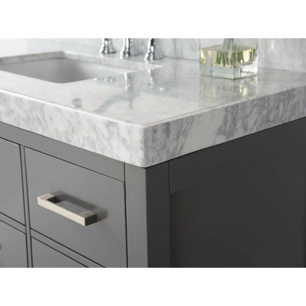 Ancerre Designs Elizabeth Single Bath Vanity Set Italian Carrara White Marble Vanity Top - Image 33