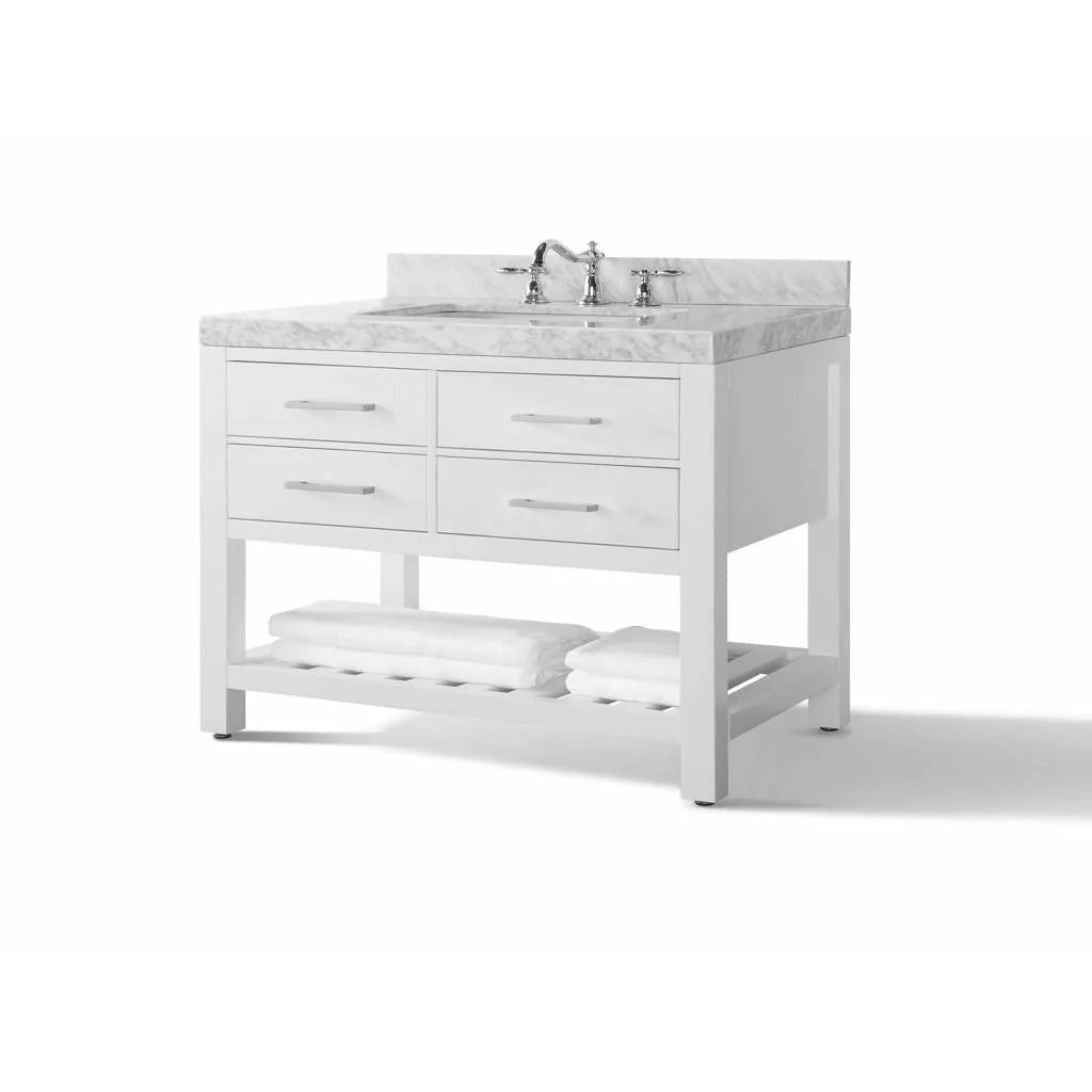 Ancerre Designs Elizabeth Single Bath Vanity Set Italian Carrara White Marble Vanity Top - Image 38