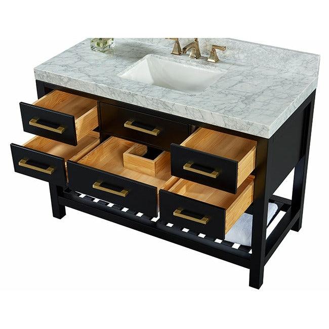 Ancerre Designs Elizabeth Single Bath Vanity Set Italian Carrara White Marble Vanity Top - Image 5