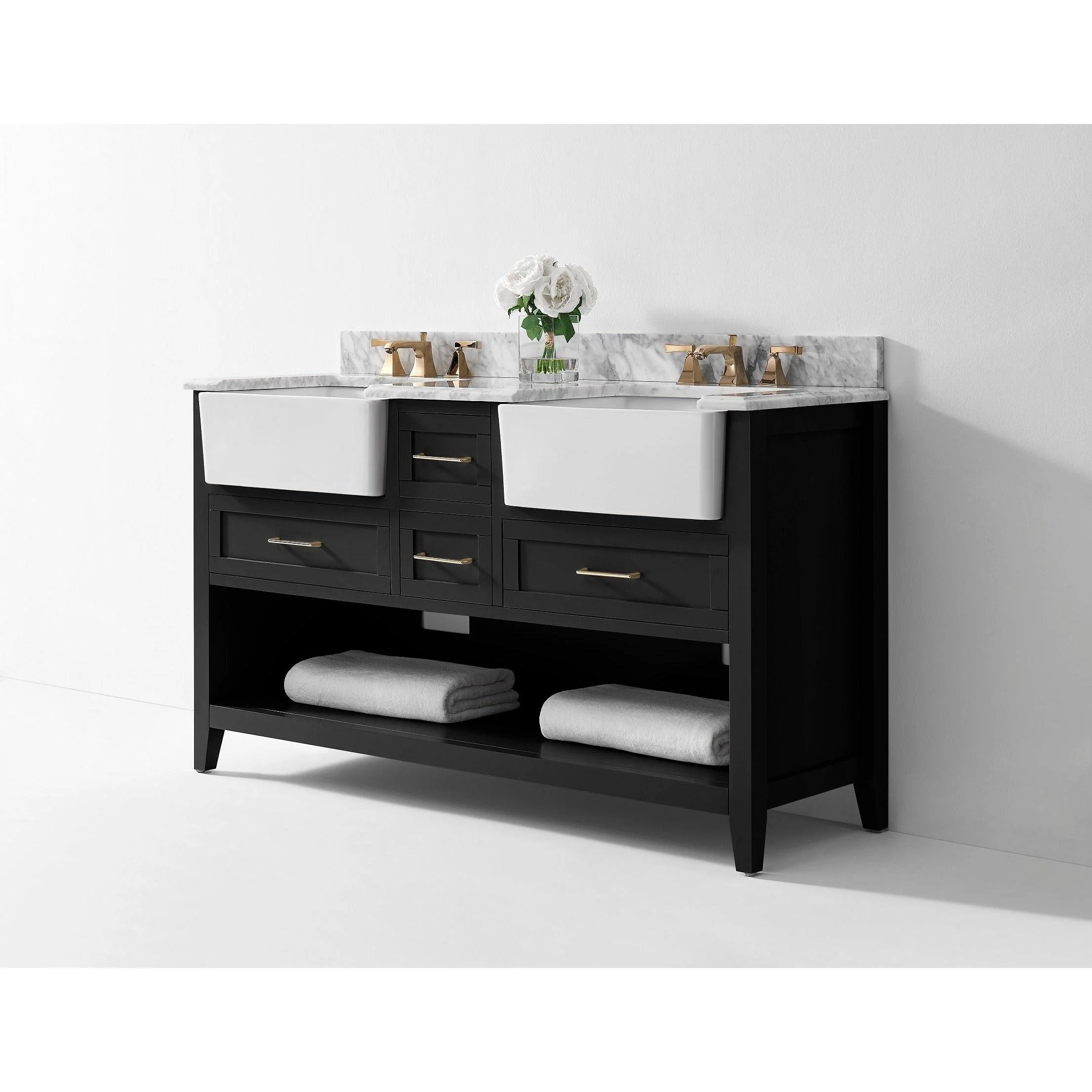 Ancerre Designs Hayley Double Bath Vanity Set Italian Carrara White Marble Vanity Top - Image 14