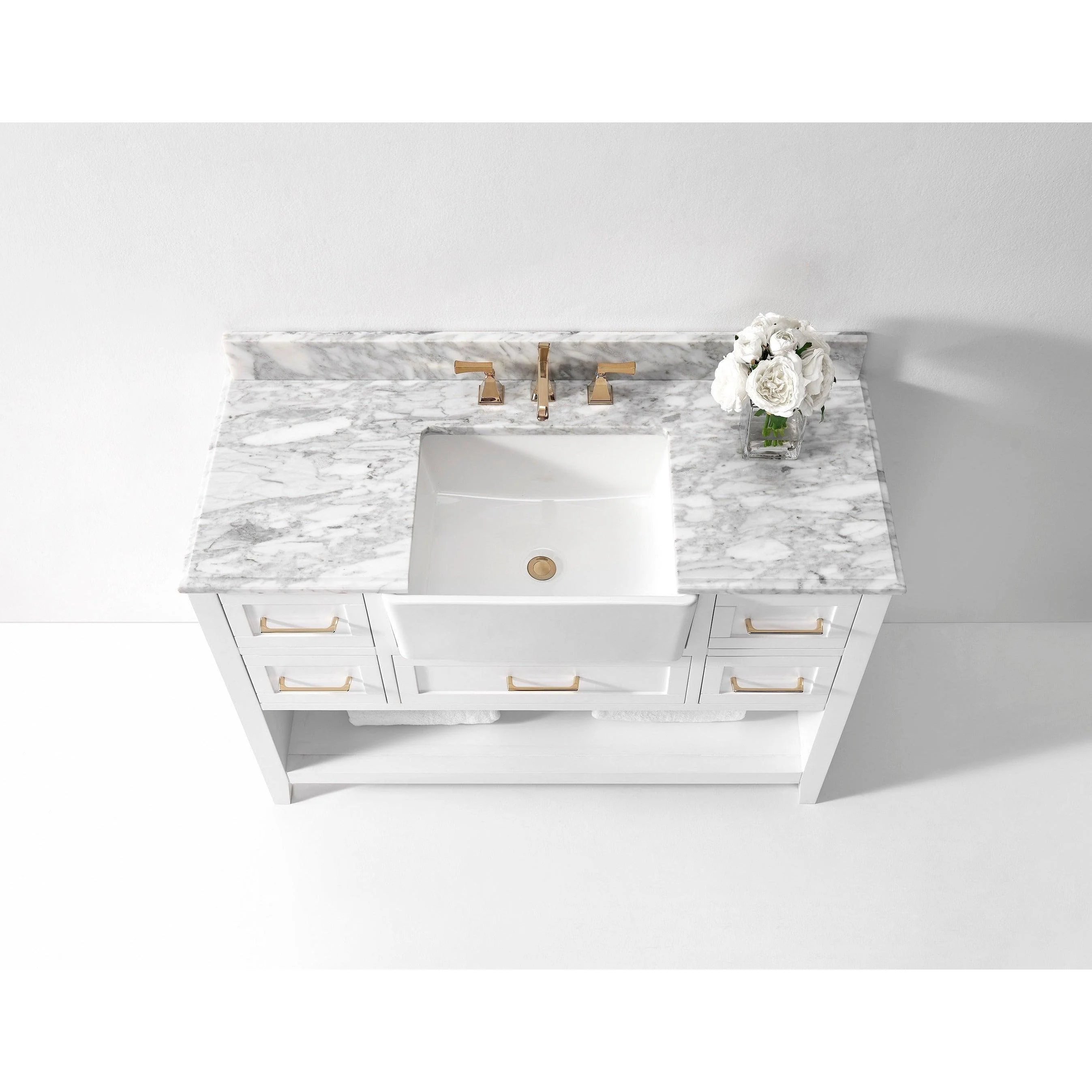 Ancerre Designs Hayley Single Bath Vanity Set Italian Carrara White Marble Vanity Top - Image 21