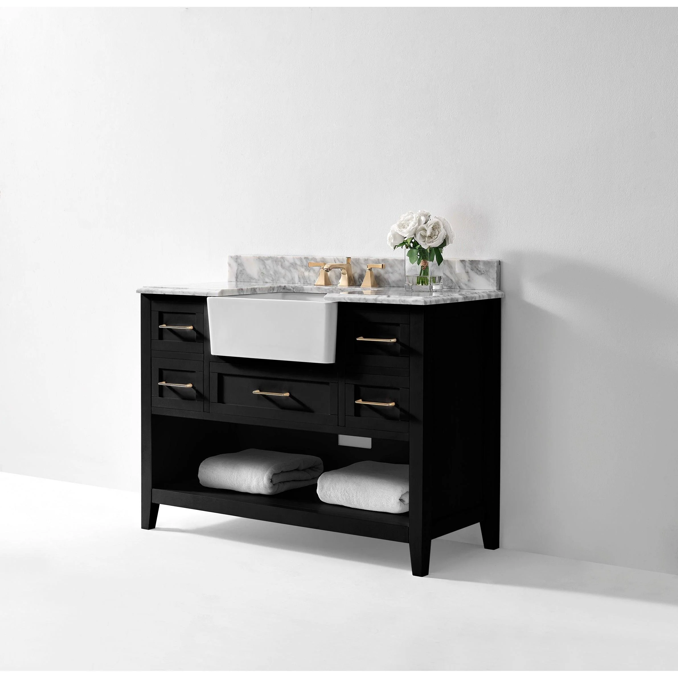 Ancerre Designs Hayley Single Bath Vanity Set Italian Carrara White Marble Vanity Top - Image 32