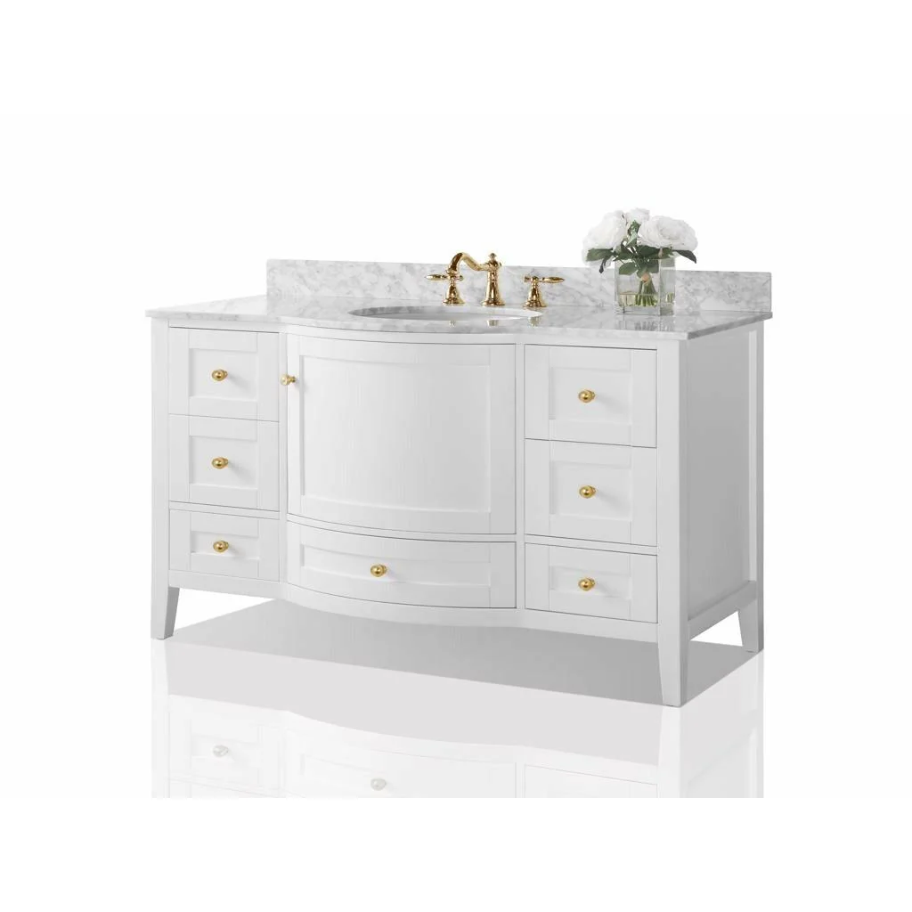 Ancerre Designs Lauren 48" Single Bath Vanity Set Italian Carrara White Marble Vanity Top - Image 7