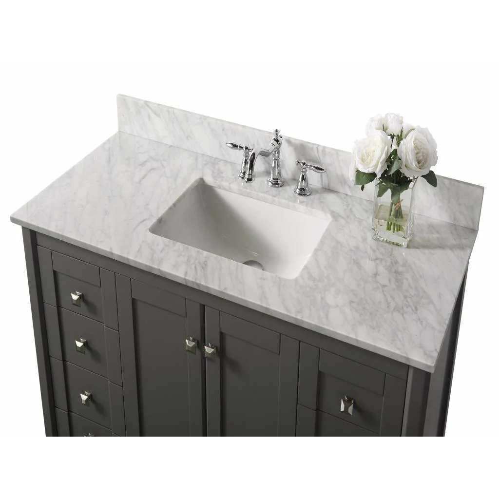 Ancerre Designs Shelton 48" Single Bath Vanity Set Italian Carrara White Marble Vanity Top - Image 3