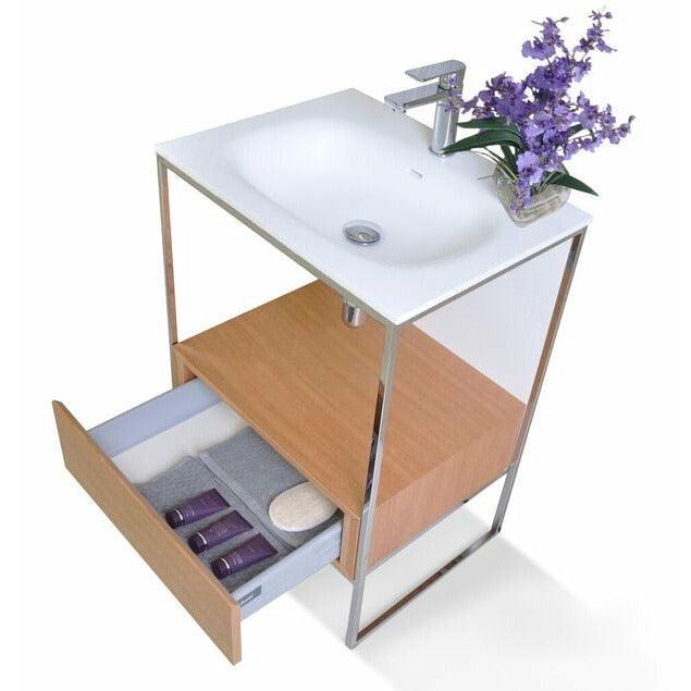 Ancerre Designs Tory Single Bath Vanity Natural Walnut White Matte Sink Top - Image 10