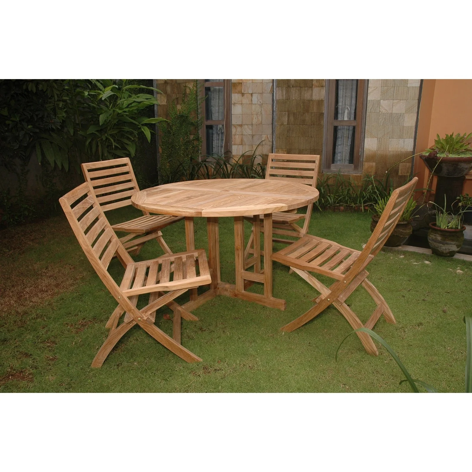 Anderson Teak Andrew Butterfly Folding 5-pieces Dining Set Set-35 - Image 2