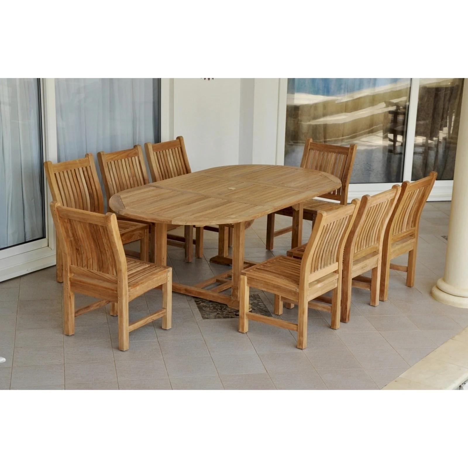 Anderson Teak Bahama Sahara 9-Pieces 87" Oval Dining Set Set-85 - Image 2