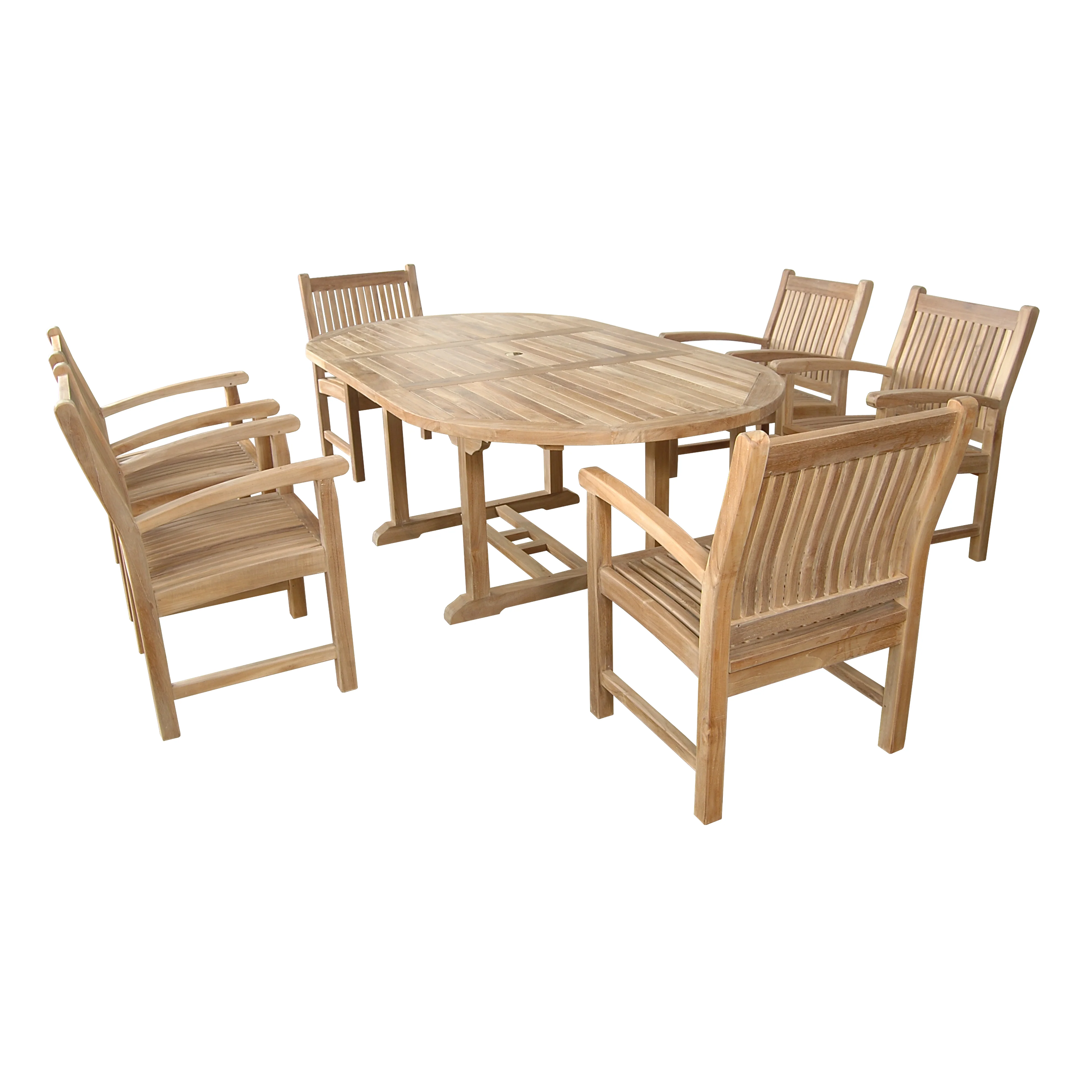 Anderson Teak Bahama Sahara Armchair 7-Pieces 87" Oval Dining Set Set-86 - Image 3