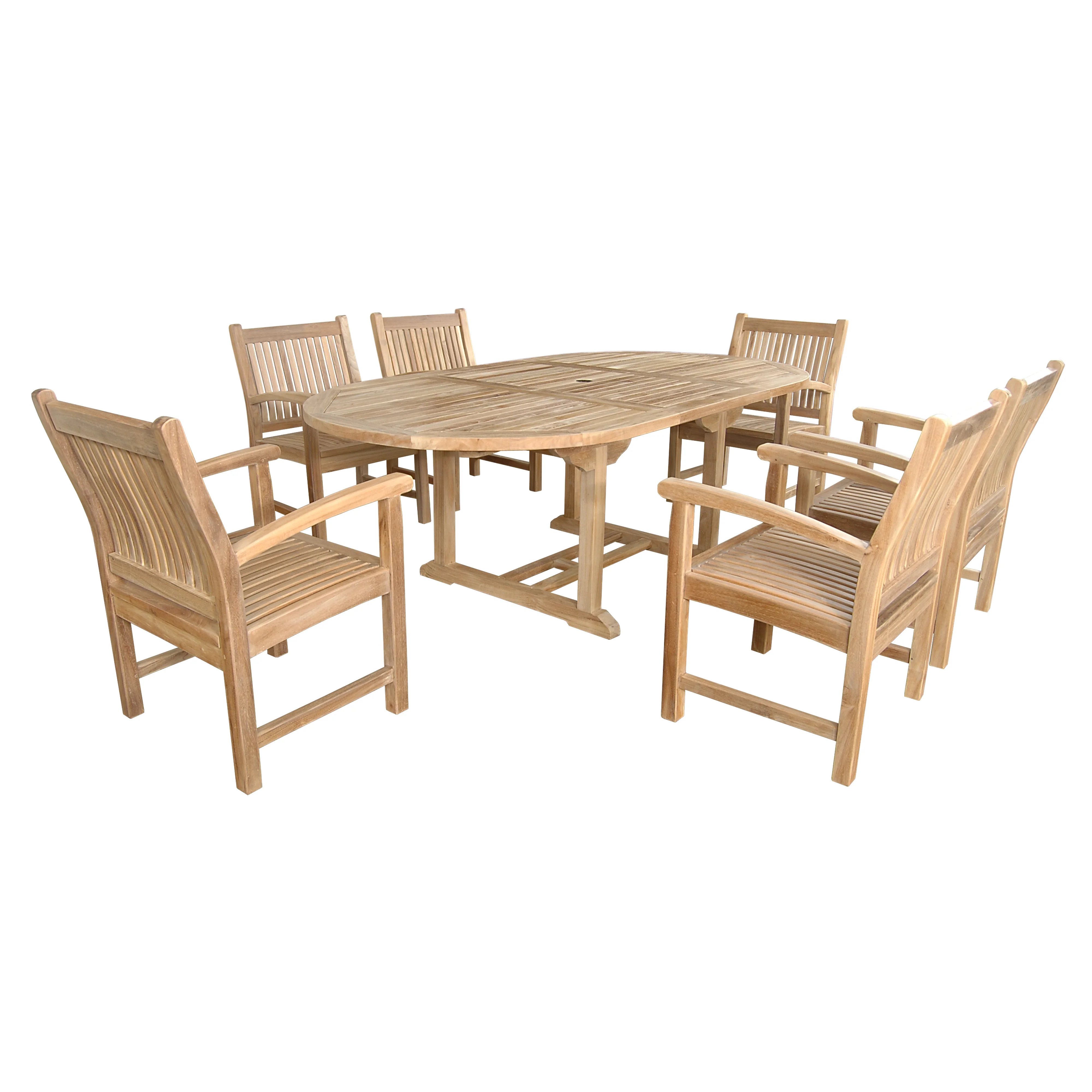Anderson Teak Bahama Sahara Armchair 7-Pieces 87" Oval Dining Set Set-86 - Image 4
