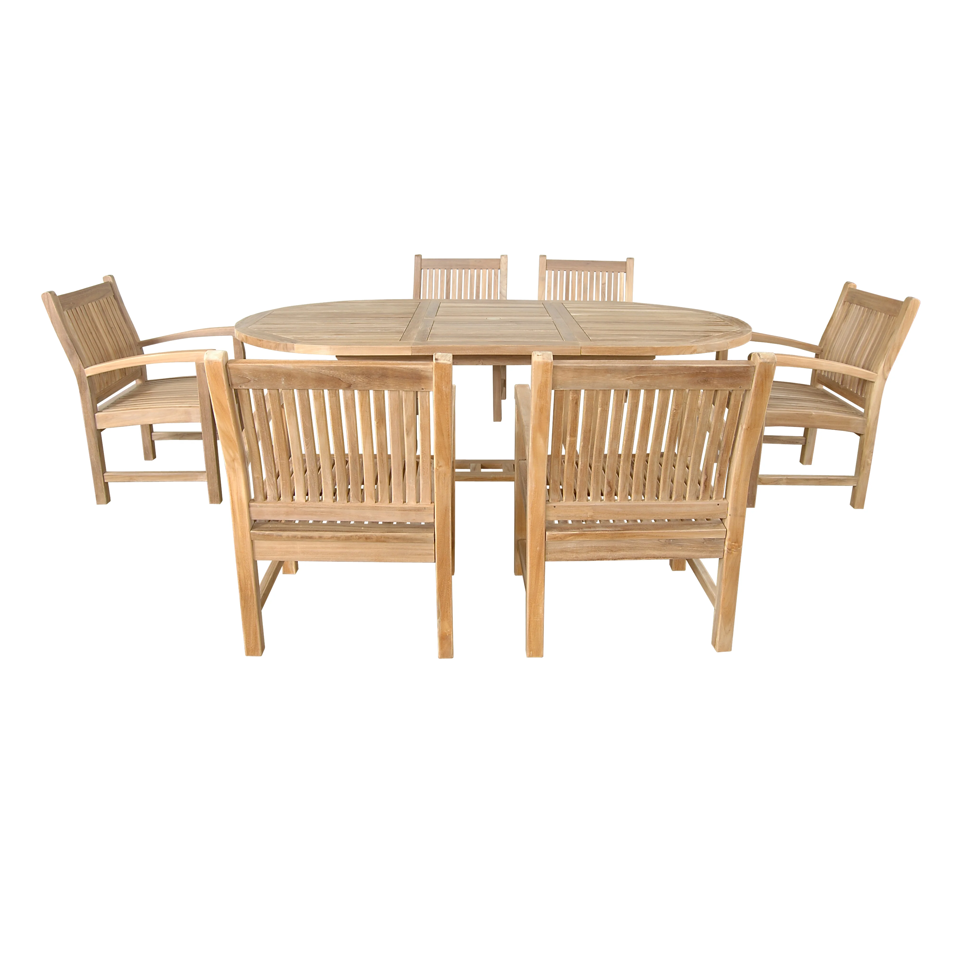 Anderson Teak Bahama Sahara Armchair 7-Pieces 87" Oval Dining Set Set-86 - Image 5