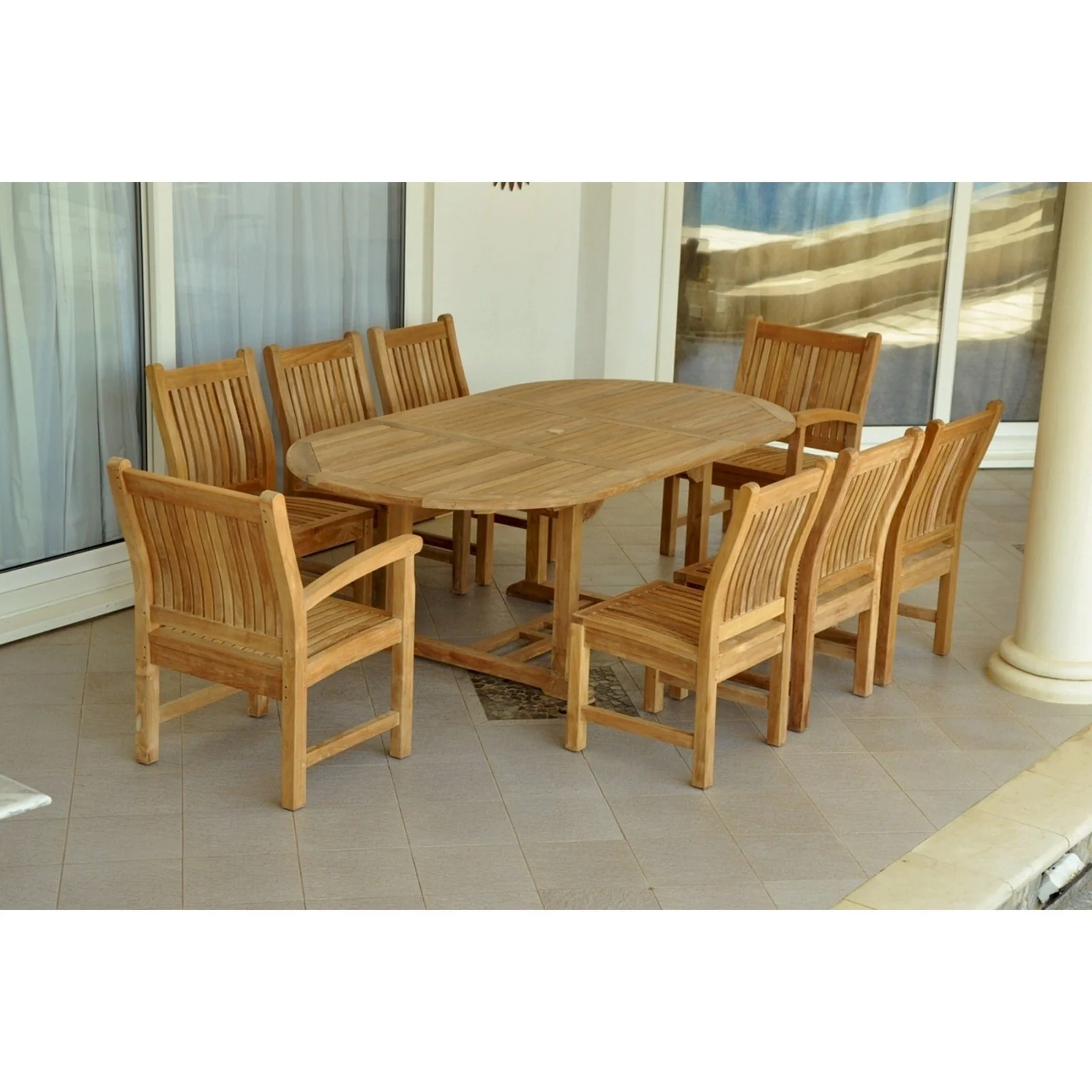 Anderson Teak Bahama Sahara Side Chair 7-Pieces 87" Oval Dining Set Set-87 - Image 2