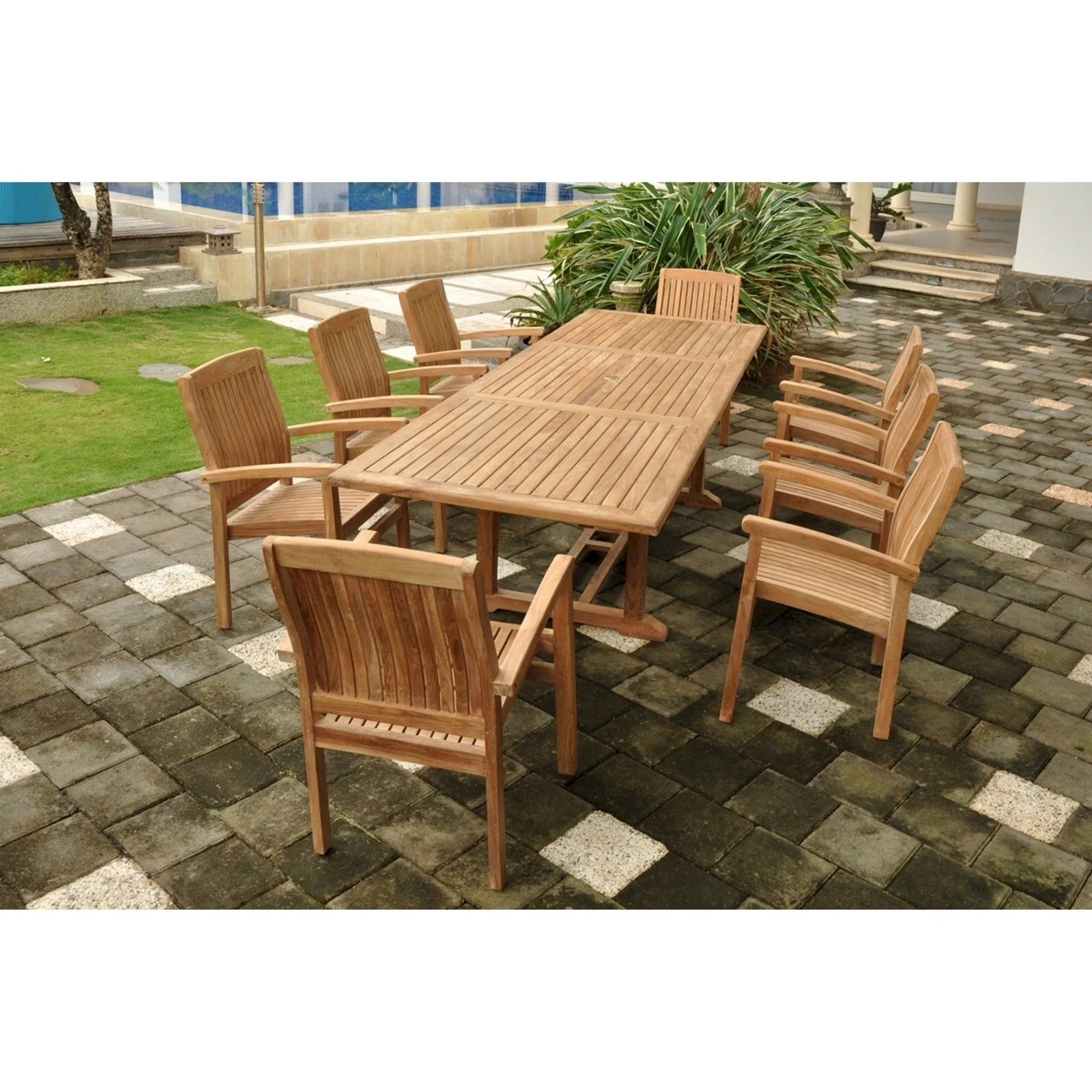 Anderson Teak Bahama Stackable Sahara 9-Pieces Rectangular Dining Set A Set-77 - Image 4