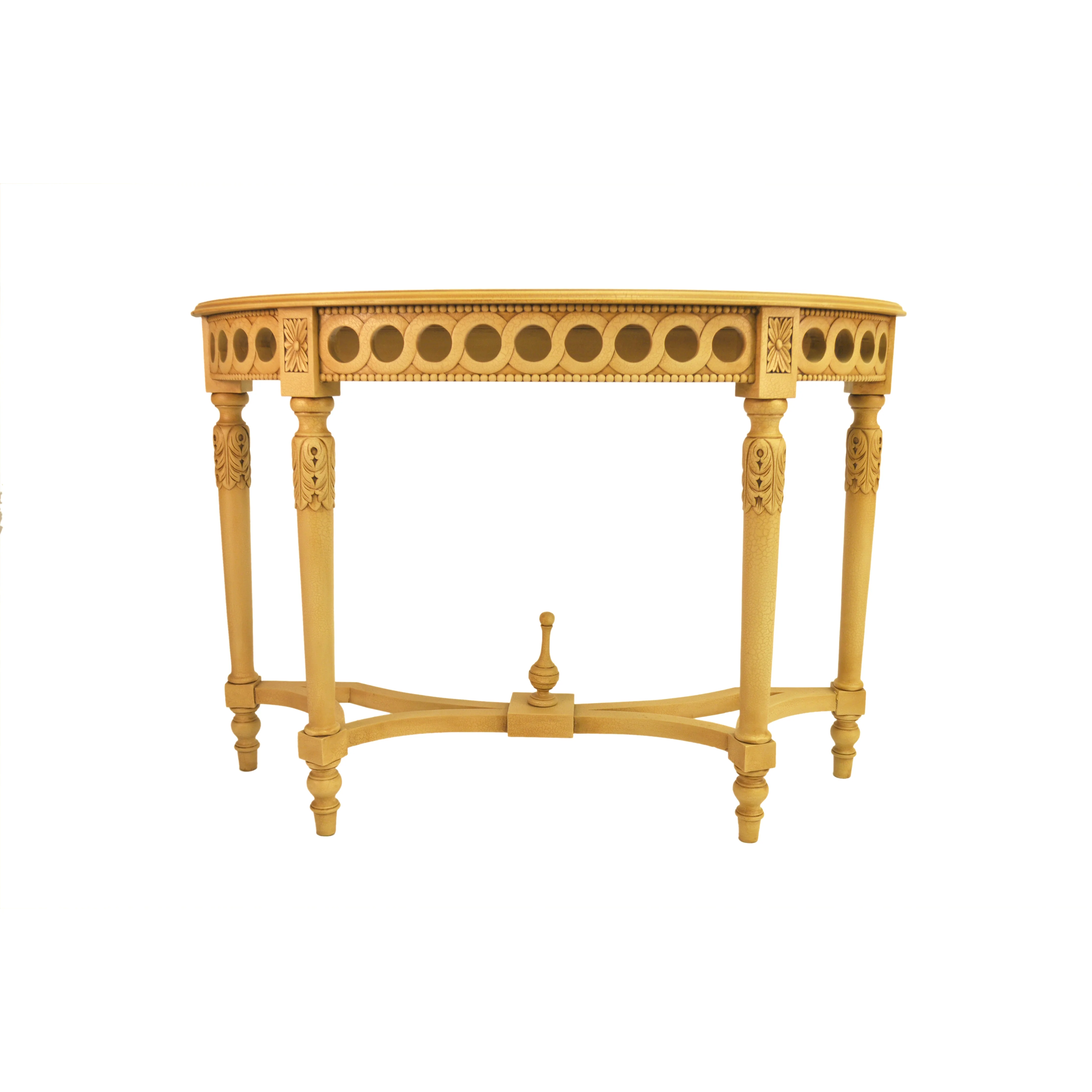 Anderson Teak Neoclassical Demilune Console w/ Crackle Finish Table Top HT-101C - Image 2