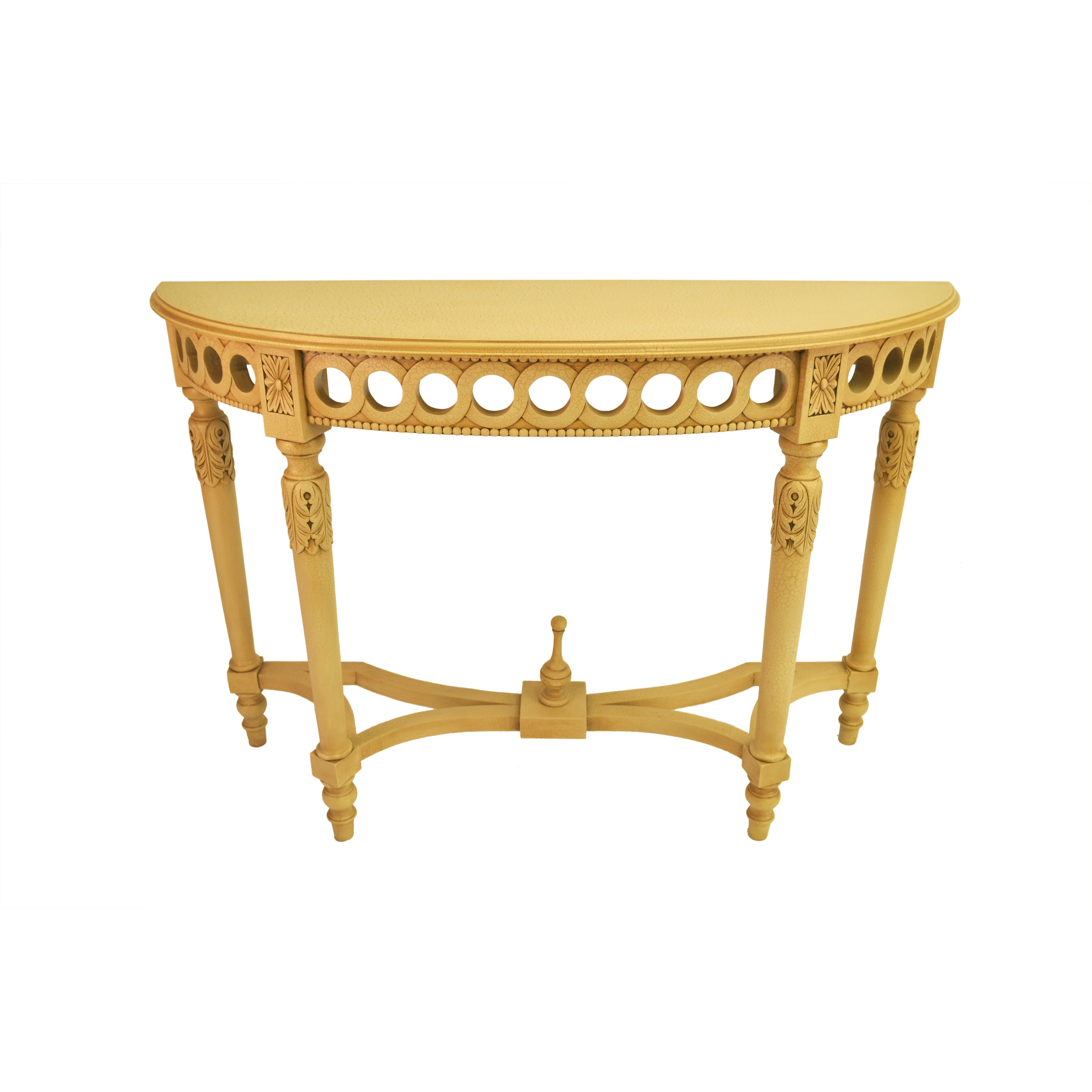 Anderson Teak Neoclassical Demilune Console w/ Crackle Finish Table Top HT-101C - Image 3