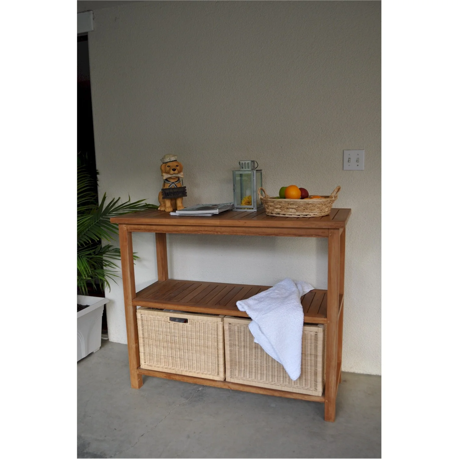Anderson Teak Towel Console w/ 2 Shelves Table SPA-4720 - Image 2