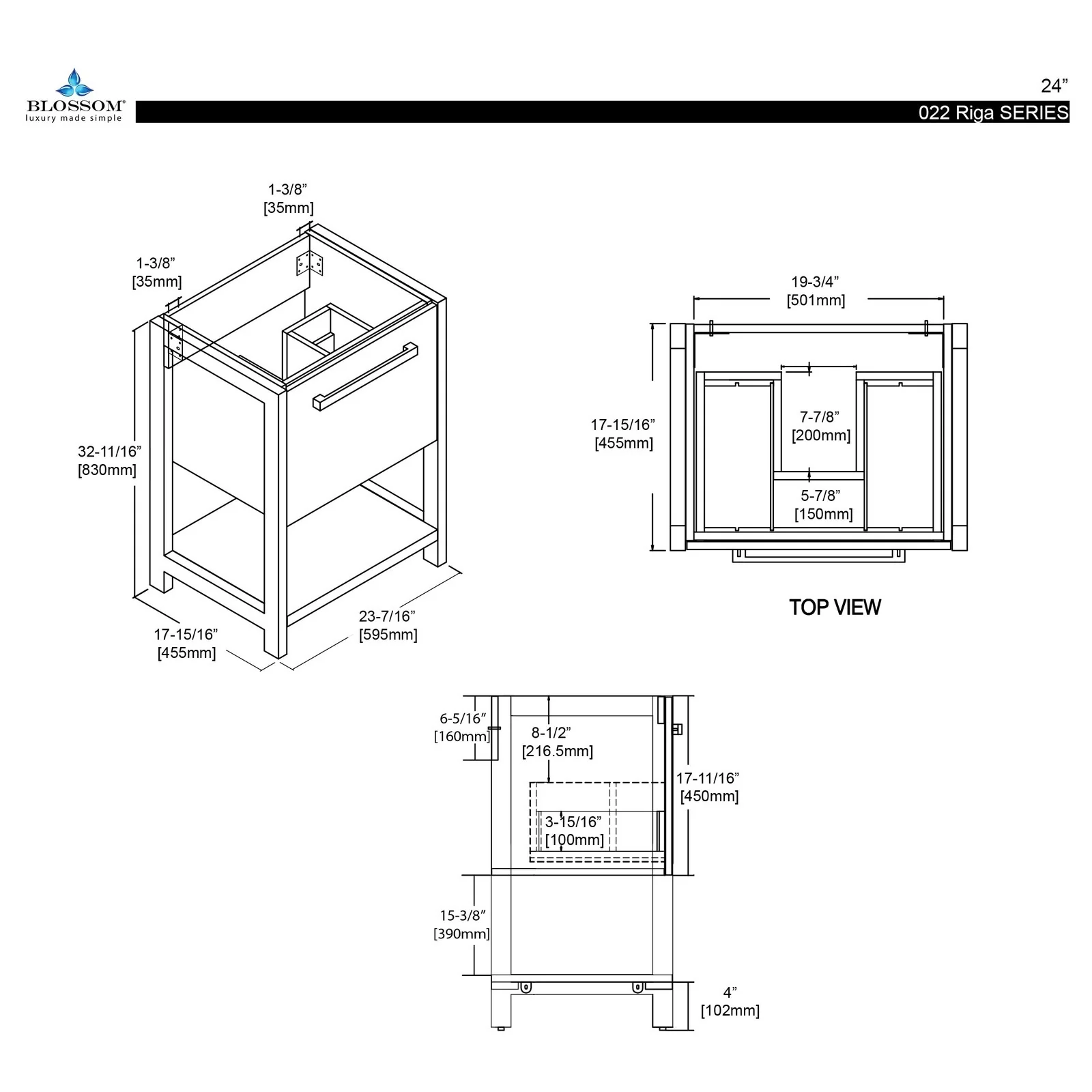 Blossom Bathroom Riga 24 Inch Bathroom Vanity - Image 6